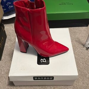 Bamboo Women's Red Ankle Boots